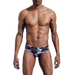 Men's Swimwear Low Waist Sexy Swimming Shorts For Men Camouflage Printed Men Swimsuit Tight With Cup Swimtrinks Swimwear Boxer Quick Dry Briefs J220913