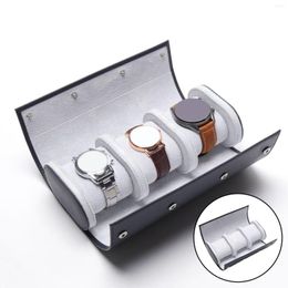 Watch Boxes 3 Slot Retro Leather Organizer Elastic Storage Case Gifts For Business Birthday Presents Day 1PC