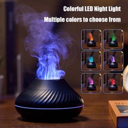 Nuovo umidificatore d'aria con effetto fiamma, 7 colori che cambiano, diffusore elettrico per aromaterapia a LED, simulazione del fuoco