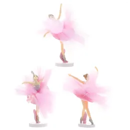 Festive Supplies 3 Sets Ballet Girl Miniature Figurines Dancing Birthday Cupcake Toppers Dancer Statue Sculpture Gifts