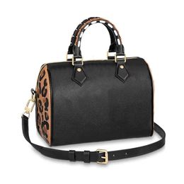 Fashion leopard print design unisex Boston handbag tote bag 2 size luxury crossbody or one shoulder pillow purse small travel bags letter flower embossing