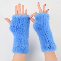 Five Fingers Gloves Fingerless Knitted Women Real Fur Mink Winter Mittens For 2022 Fashion