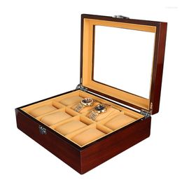 Watch Boxes 8 Slots Grids Wooden Luxury Storage Case Jewellery Display Box Holder Rings Bracelet Necklace Earring Container Organiser