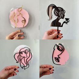 Party Supplies Abstract Simple Lines Acrylic Cake Topper Pregnant Women Girl Decoration Wedding Accessories