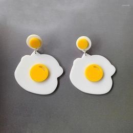 Stud Earrings Funny Simulation Food Sunny Side Up Fried Egg Acrylic For Women Creative Fashion Jewelry Gift