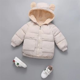 Down Coat Fleece Winter Parkas Kids Jackets For Girls Boys Thick Velvet Pocket Children's Coat Baby Outerwear Infant Overcoat 220919