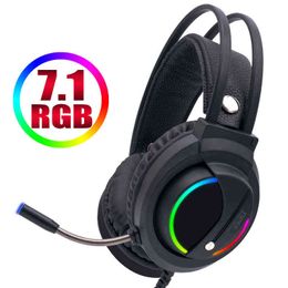 Headsets Gaming Headset 7.1 Surround Sound with Microphone Earphones USB Wired RGB Gamer Headphones for PC Xbox One PS4 T220916