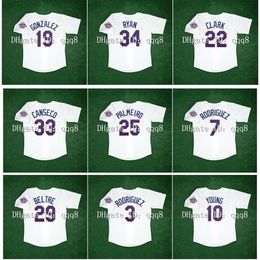 Gla1993 Vintage Texas Baseball Jersey Nolan Ryan Juan Gonzalez Adrian Beltre Ivan Rodriguez Alex Rodriguez Michael Young Jose Canseco Rafael