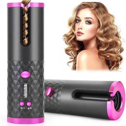 Hair Curlers Straighteners Automatic Hair Curler Cordless USB Rechargeable Ceramic Curling Iron Temperature Adjustable Portable Hair Styling Tools T220916