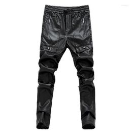 Men's Pants Mens Black Leather Tights Faux Pu Sexy Motorcycle Skinny Trousers 28-36 AYG180