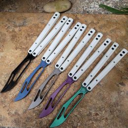 New Theone Balisong Orca Butterfly Trainer Training Knife Titanium Blade Not Sharp Channel G10 Handle Swing Jilt Knives EX10 Chimaera Hom Cyoz Triton Squid Nautilus