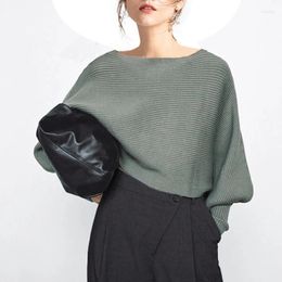 Women's Sweaters 2022 Short Batwing Sleeve Sweater Women Slash Neck Knitted Winter Tops Cashmere Casual Pullovers Jumper Pull Femme