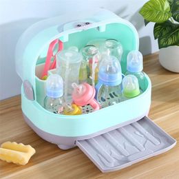 Other Baby Feeding Portable Kitchen Bottle Drying Rack Box with Antidust Cover Large Cup Bottle Storage Box Baby Travel Bottle Organiser 220920