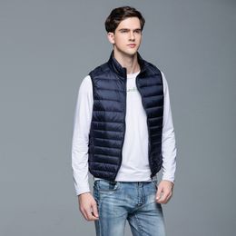 Lightweight sports down vest mens short winter men stand collar fashion vests trend gilet