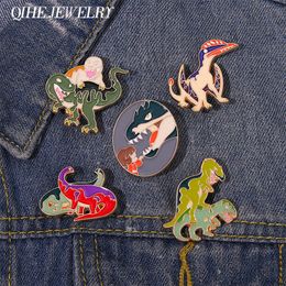 Dinosaur Enamel Pin Animal Brooch Tyrannosaurus Rex Stegosaurus Triceratops Badge Women Jewelry Gift Backpack Hat Accessories