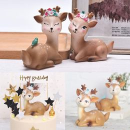 Festive Supplies Baby Birthday Deer Cake Topper Fun Toys For Kids Children Girls Little Gifts Decorating Animal Decoration Cupcake Toppers