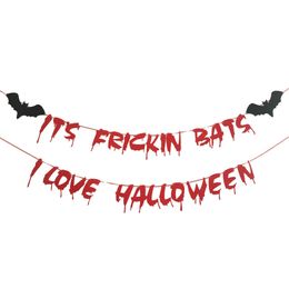 Halloween Banner Garland Paper Banners Horror Bat Ghost Props Hallowen Decor Happy Party For Home Decor Christmas 1064