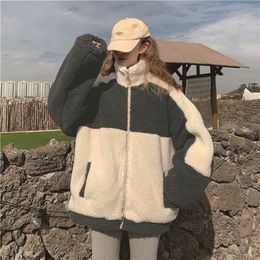 Women's Jackets Elegant Faux Fur Coat Women Autumn Winter Warm Soft Zipper patchwork Jacket Female Plush Overcoat Pocket Casual Outwear 220919