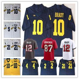 Ws American College Football Wear Man Michigan Wolverines Tom Brady Jersey Football Rob Gronkowski Desmond Howard Charles Woodson Shea Patterso