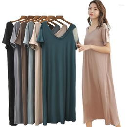 Women's Sleepwear Modal Basic Nightgown Nightie Long Sexy Lady Home Dress Summer Pregnant Night Shirt Loose Nightwear