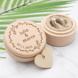 Party Supplies Personalised Wedding Ring Box Custom Bearer Holder Wooden Engagement Engraved Bride Groom Name Date Rustic Gift