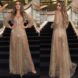 Casual Dresses Women's Long Vacation Beach Party Dress Sleeve Sexy V-neck Mesh Gold Sequin Elegant Mermaid Gown Wedding