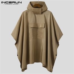 Men's Jackets INCERUN Men Solid Trench Quick Dry Hooded Loose Ponchos Pockets Casual Outdoor Cloak Men Irregular Coats Not Raincoats S-5XL 220919