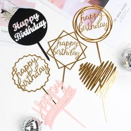 Festive Supplies Mother's Day Parent Plot Acrylic Happy Birthday Cake Topper Black Toppers Party Decorations