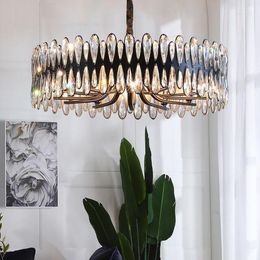 Chandeliers Black Light Crystal Chandelier In The Living Room Bedroom Decoration Round Dining Table Lamp Rectangle Kitchen Indoor Lighting