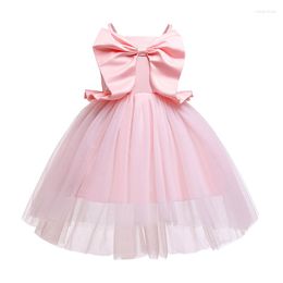 Girl Dresses Large Bow Stitching Ruffled Sling Mesh Princess Dress 2022 Christmas Carnival Ball Gown Evening For Girls Party Costume