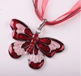 Pendant Necklaces Pendants Jewelry Fashion Charming Butterfly Floral Hand Blown Lampwork Murano Glass Pen Dhbps