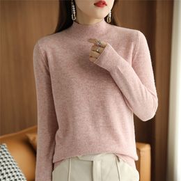 Women's Sweaters 21 Autumn Winter Half Turtleneck Sweater Women's Large Size Loose Basic Pure Color Wild Knitted Bottoming Shirt Soft Stretch 220920