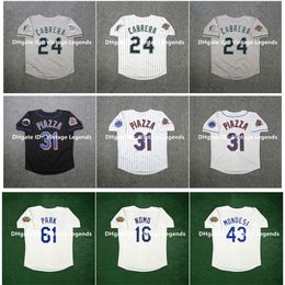 GlaVintage Baseball Jersey 1996 Raul Mondesi Hideo Nomo Chan Ho Park Miguel Cabrera 2004 2007 World Series Mike 31 Piazza White Grey Size