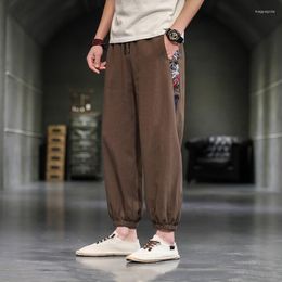 Ethnic Clothing Chinese Style Harem Pants Men Joggers Sweatpants Japanese Streetwear Trousers Cotton Linen 2022 Kimono 30738