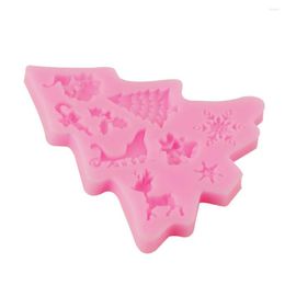 Baking Moulds Silicone Christmas Tree Cake Plunger Fondant Pastry Cookies Cutter Mold Turned Into Sugar Decoration