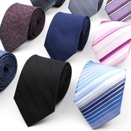 Bow Ties Men's Casual Tie Classic 8cm Jacquard Stripe Necktie Fashion Business Wedding Groom Accessories Daily Wear Cravat Party Gift