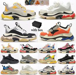 17FW Triple S Dad Shoes Casual Shoes Mens Platform Sneakers Trainer Clear Bubble Bottom Black Red Old Grandpa New Men Women Whoussures с коробкой 36-45
