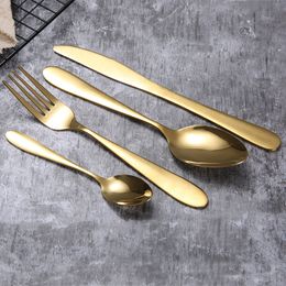 Wholesale Gold silver Cutlery Knife Flatware set Stainless Steel Tableware Dinnerware Fork Spoon sets For Travel