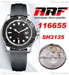 ARF Y-M 116655 SH3135 Automatic Mens Watch 40mm Steel Case 3D Ceramic Bezel Black Dia Oysterflex Rubber Strap Watches Super Edition Watches Same Series Card Puretime A