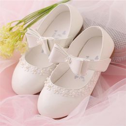 Sneakers Flower Children Girls White Red Patent Leather Princess Shoes For Little School Bow Wedding Party Dance Dress Shoe 220920