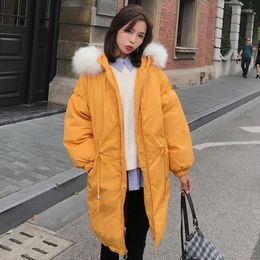 Women's Trench Coats Women's 2022 Korean Version Women Hooded Fur Collar Coat Winter Thicken Warm Solid Color Trendy Woman Cc50