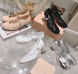 miui 2022 Best-quality Mary Jane Shoes Womens New Designer Retro Pearl Buckle Wine Glass with All-match Ladies Banquet Wedding Crystal High Heels Shoes