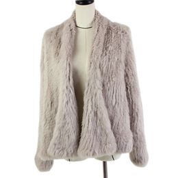 Women's Fur Faux knitted rabbit fur jacket popuplar fashion winter coat for women harppihop 220919