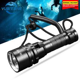 Professional Xm-L2 Diving Scuba Flashlight Underwater 200M Waterproof Portable Rechargeable Lantern Flashlight With Hand Rope J220713