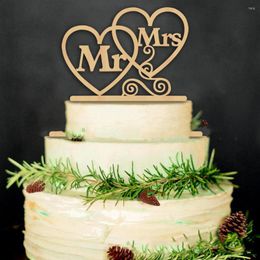 Festive Supplies Wooden Wedding Cake Topper Simple Mr&mrs Letter Love Shape Birthday Weddings Engagements Anniversary Party Decoration