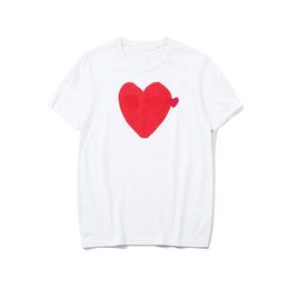 Play Designer Mens T-shirts White Eyes Big Red Peach Heart Print Shirt Loose Fashion Blouse Quality Short Yh