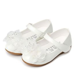 Sneakers White Pink Flower Children Little Girls Princess Leather Shoes For Toddlers Baby Wedding Party 1 2 3 4 5 6 Years Old Shoe 220920