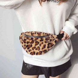 Faux Rabbit Fur Fanny Pack Women Plush Hip Bag Men Winter Leopard Female Travel Bum Coins Phone Pouch casual Chest J220705