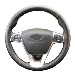 Custom Original Diy Car Steering Wheel Cover For Lada Vesta 20152019 Xray 20152019 Black Leather Braid for Steering Wheel J220808