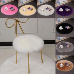 Pillow Creative Soft Faux Fur Round Chair Seat Office Sofa Home Decoration For Anti-Slip Mat